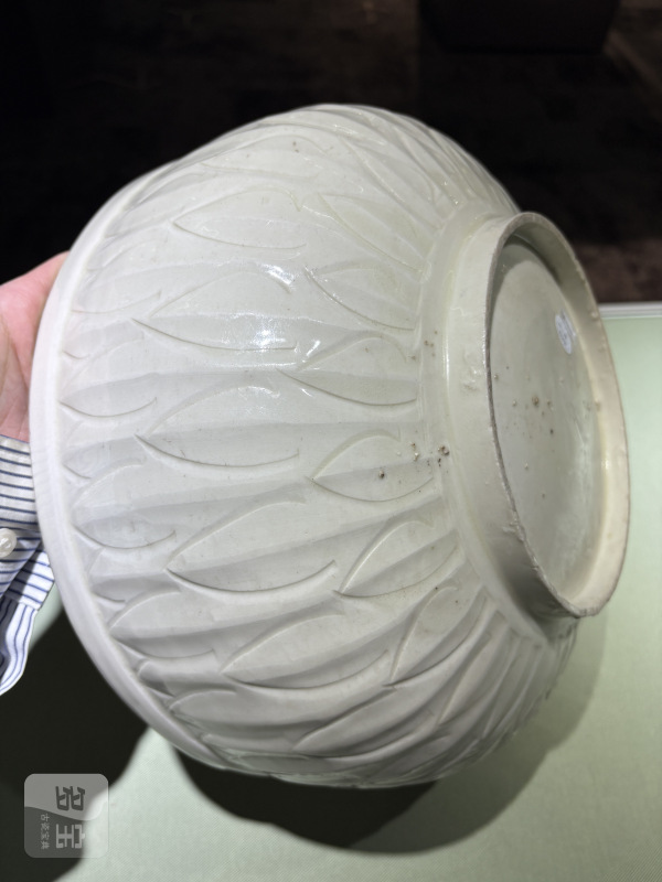 明 白瓷刻划鱼藻纹大钵 - 图11